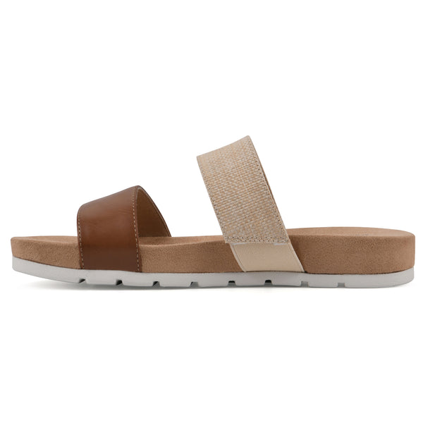 Summit By White Mountain Tahlie Sandal - Tan Woven And Brown Raffia