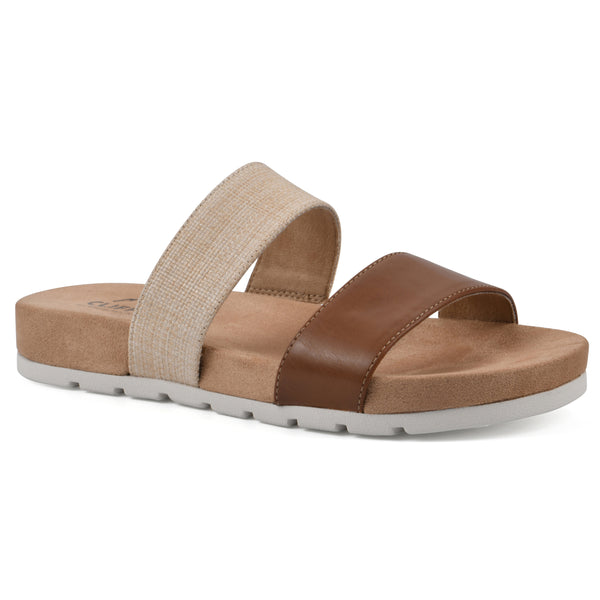 summit by white mountain Tahlie Sandal - Tan Woven and Brown Raffia