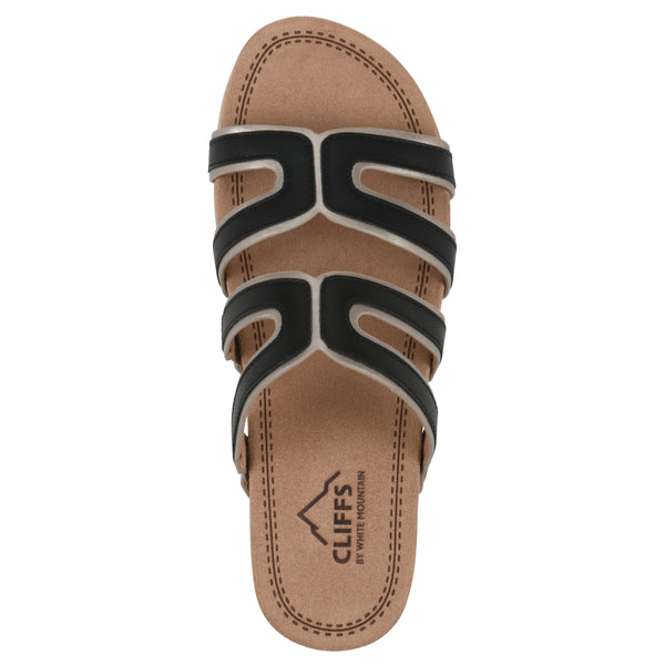 Summit By White Mountain Tinarose Sandal - Black With Pale Gold