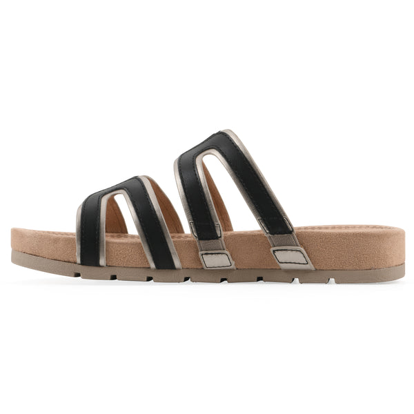 Summit By White Mountain Tinarose Sandal - Black With Pale Gold