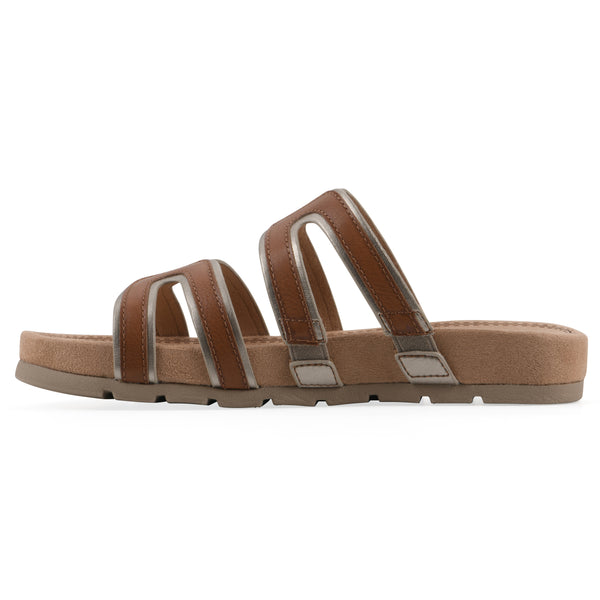 Summit By White Mountain Tinarose Sandal - Cognac With Pale Gold