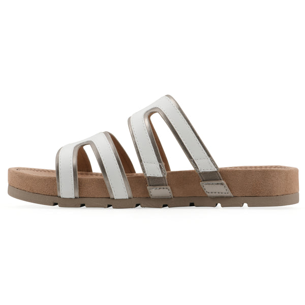 Summit By White Mountain Tinarose Sandal - White With Pale Gold