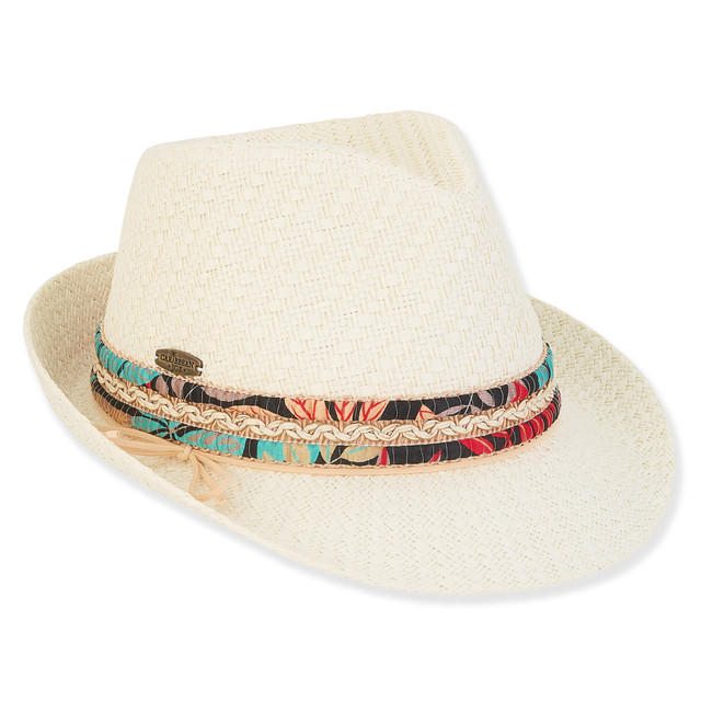 sun n sand Abigail | Women's Paper Braid Fedora Hat | HCJ406
