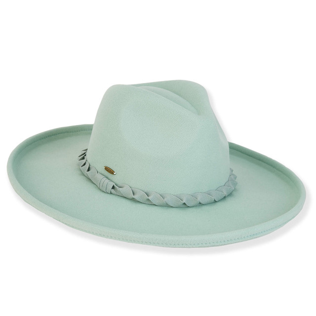 Sun N Sand ADORA | Citrine | Women's Poly Felt Safari Faux Felt With Self Braided Trim | AD1556