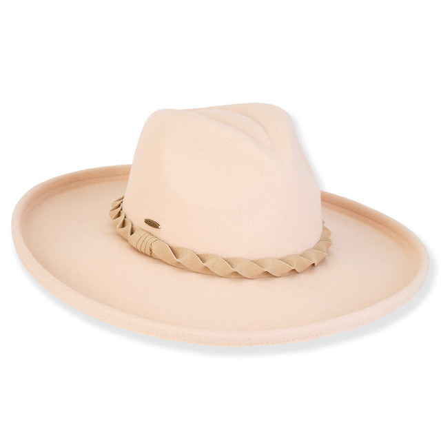 sun n sand ADORA | Citrine | Women's Poly Felt Safari Faux Felt with Self Braided Trim | AD1556