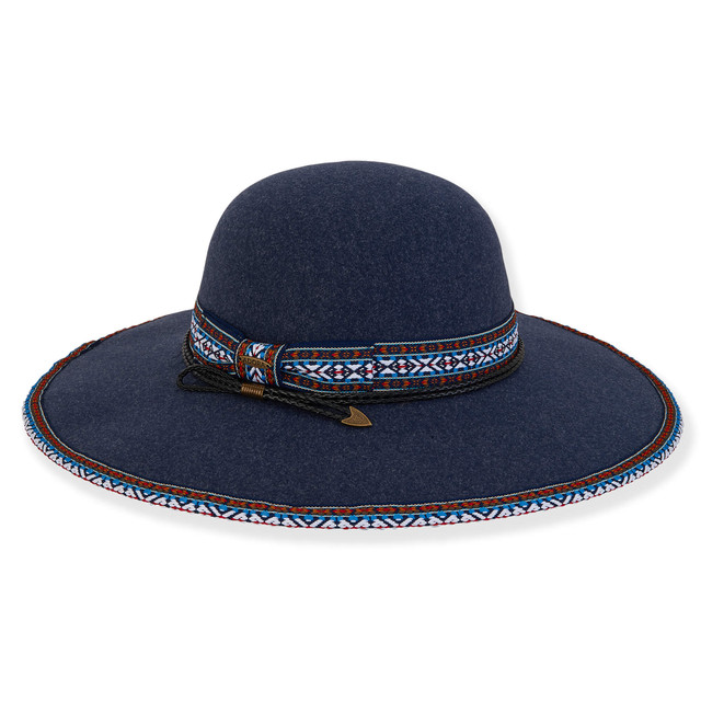 Sun N Sand ADORA | Lennox | Women's Poly Felt Floppy Woven Ribbon Braided Faux Leather | AD1573