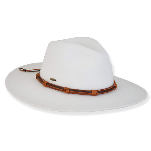 Sun N Sand ADORA | Lugh | Women's Poly Felt Safari Faux Leather Trim | AD1570