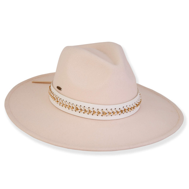 Sun N Sand ADORA | Wheatley | Women's Poly Felt Safari Braided Faux Leather Gold Chain | AD1571