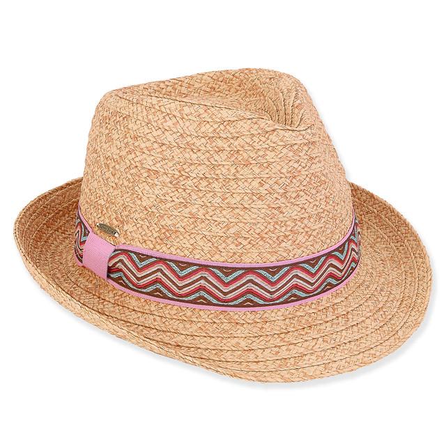 sun n sand Amelia | Young Girl Paper Braid Fedora Hat | HK479