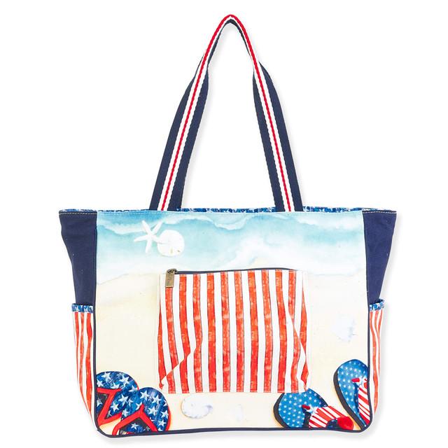 Sun N Sand Americana Beach Flip Flops | Artistic Totes Oversized Tote | PB9560