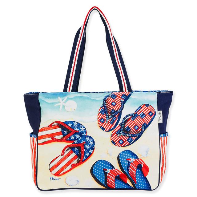 sun n sand Americana Beach Flip Flops | Artistic Totes Oversized Tote | PB9560
