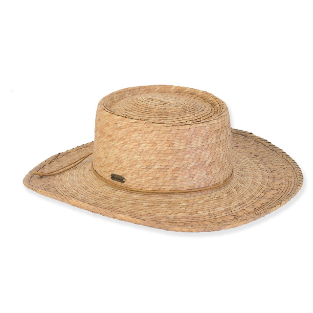 sun n sand Audrey | Women's Natural Palm Straw Gambler Hat | HH3177