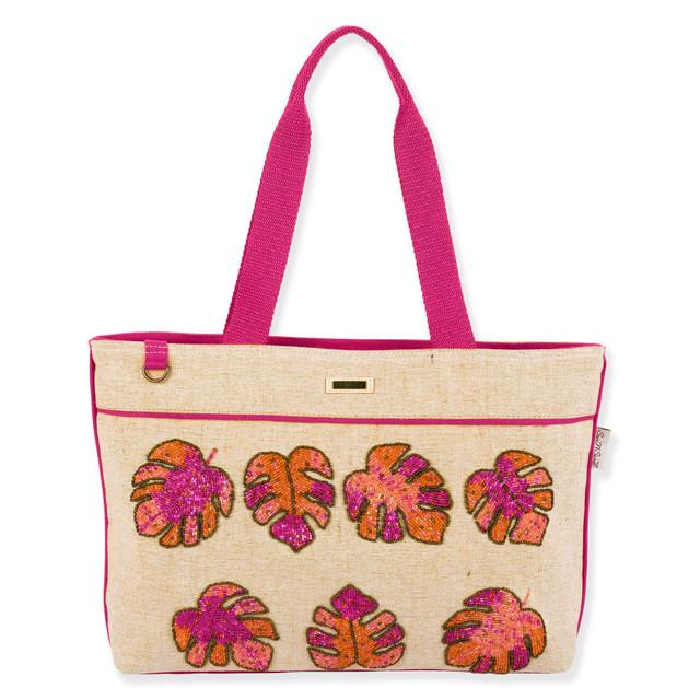 sun n sand Beaded Monstera - Shoulder Tote - Sun N Sand - SNS6920