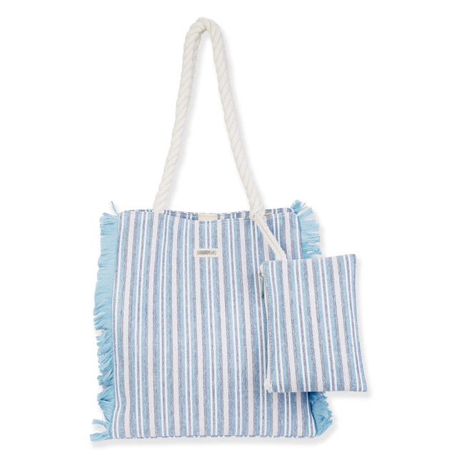 sun n sand Blue 70% Cotton/30% Poly Shoulder Tote | CE6730 B