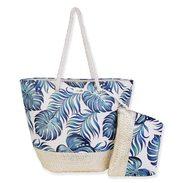 sun n sand Blue Poly/Jute/Paper Straw Shoulder Tote | CJ8890 A