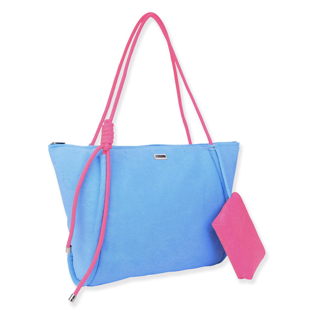 Sun N Sand Blue Terry/Polyester Shoulder Tote | CE6616 B