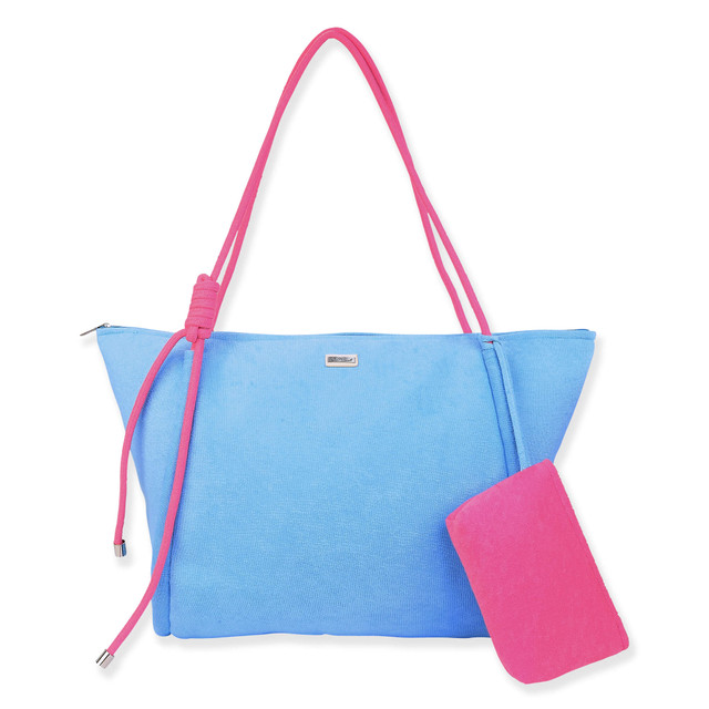 sun n sand Blue Terry/Polyester Shoulder Tote | CE6616 B