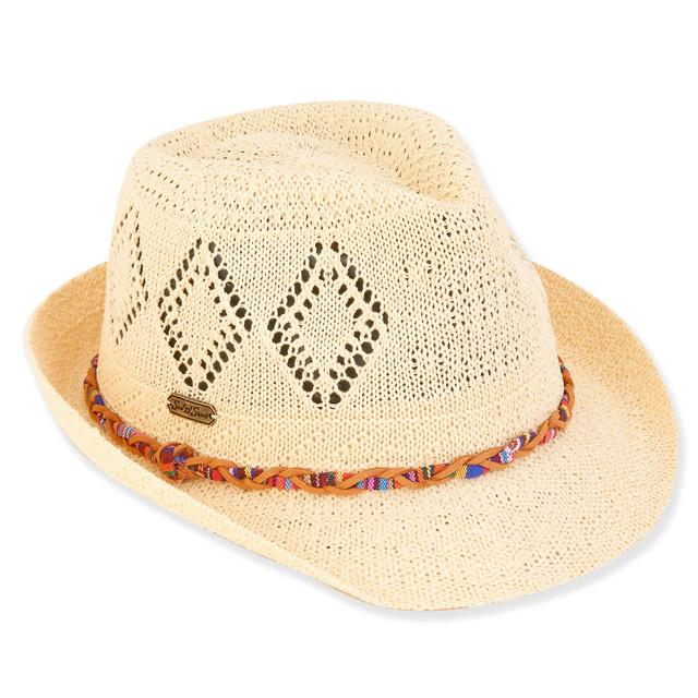sun n sand Brielle | Women's Poly Braid Fedora Hat | HH3148
