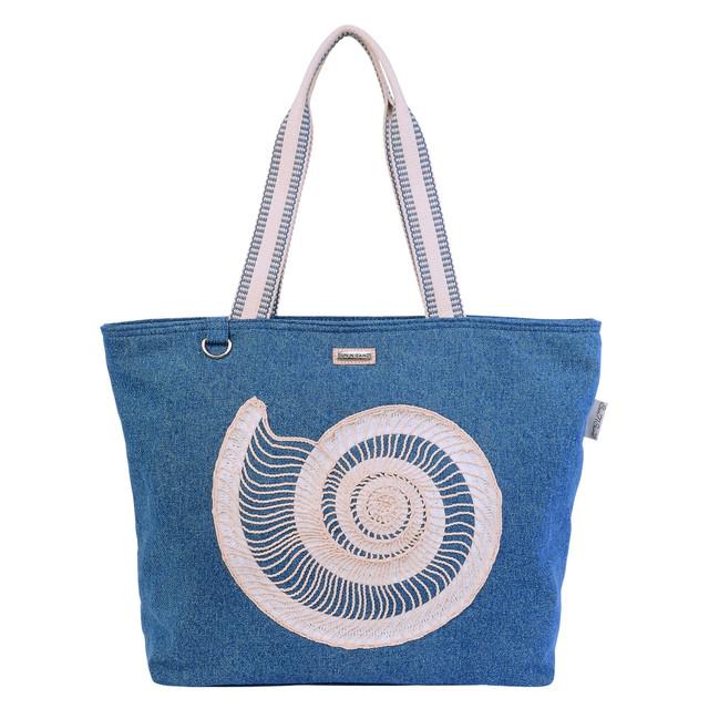sun n sand Circular Shell Shoulder Tote Emrboidered Shells | SNS6710 A