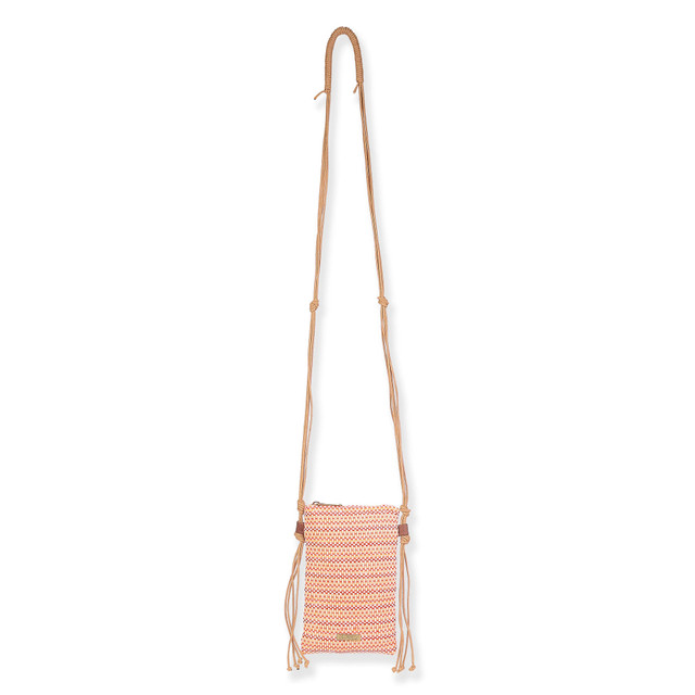 sun n sand Coral Multi Poly Straw Crossbody | CE6719 B