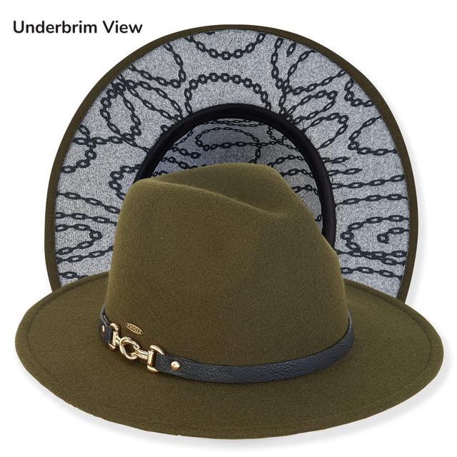 Sun N Sand Fern | Women's Poly Felt Safari Faux Leather Metal Clasp Trim | AD1575