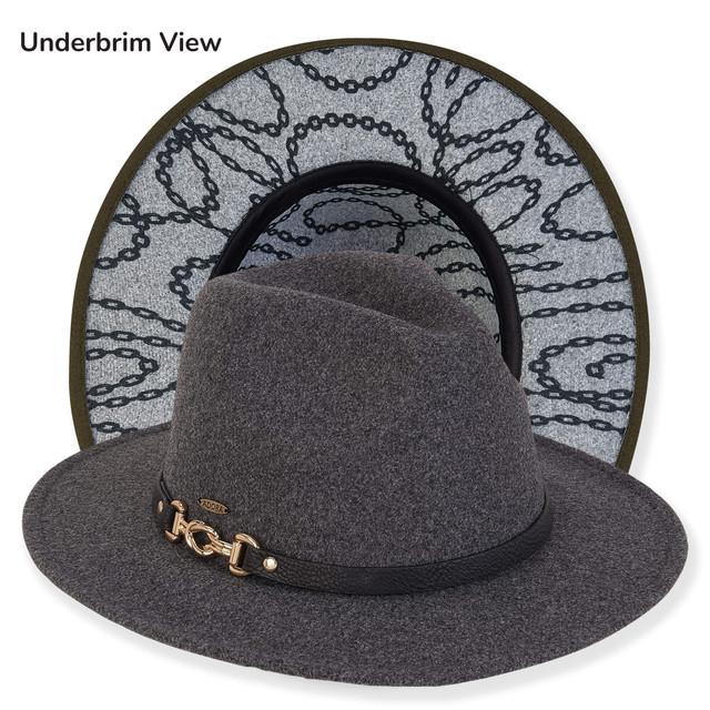 sun n sand Fern | Women's Poly Felt Safari Faux Leather Metal Clasp Trim | AD1575