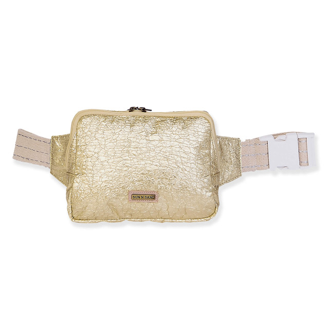 sun n sand Gold Crossbody Belt Bag Crushed Metallic | SNS6860 B