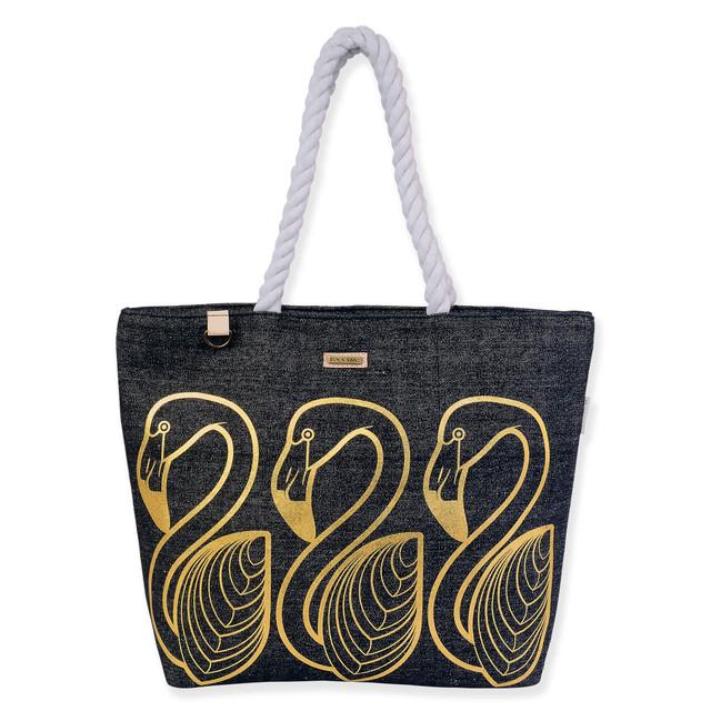 sun n sand Gold Shoulder Tote Metallic Flamingo | SNS6873 A
