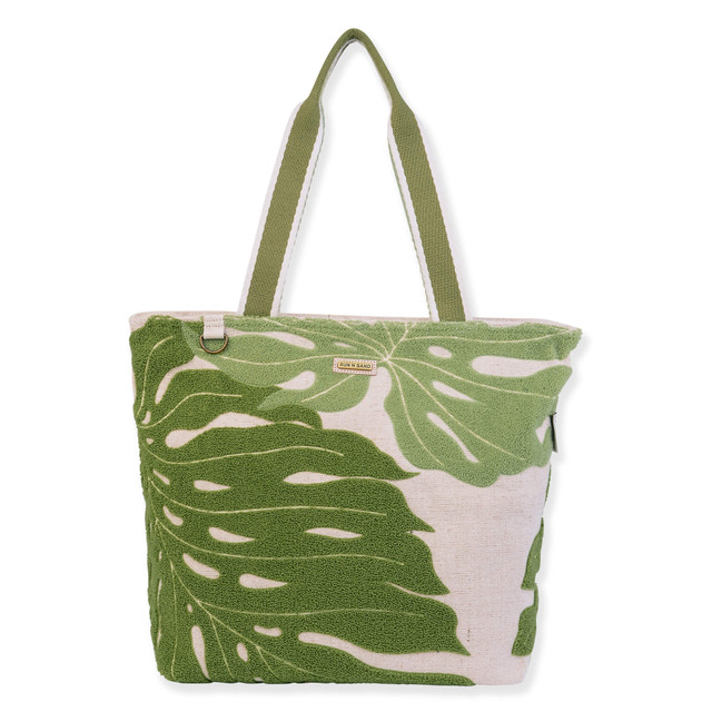 sun n sand Green Leave Shoulder Tote Bold Monstera | SNS6600 A