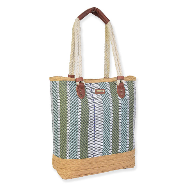 Sun N Sand Green Paper Straw Shoulder Tote | CE6606 B