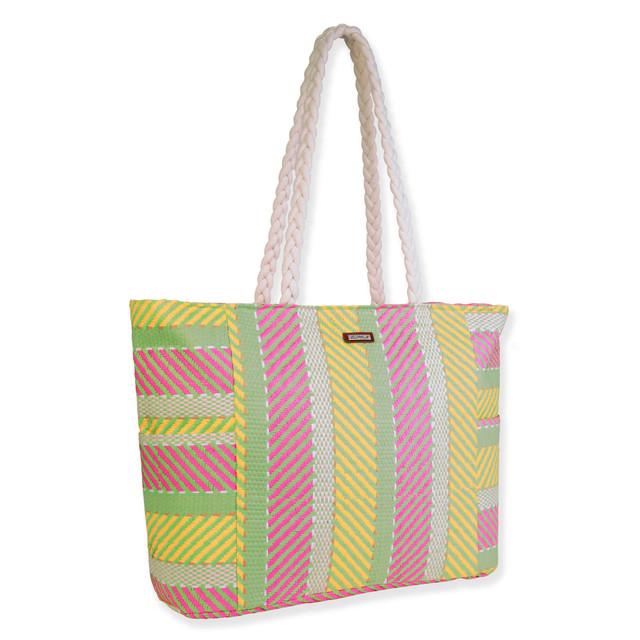 Sun N Sand Green Paper Straw Shoulder Tote | CE6607 B