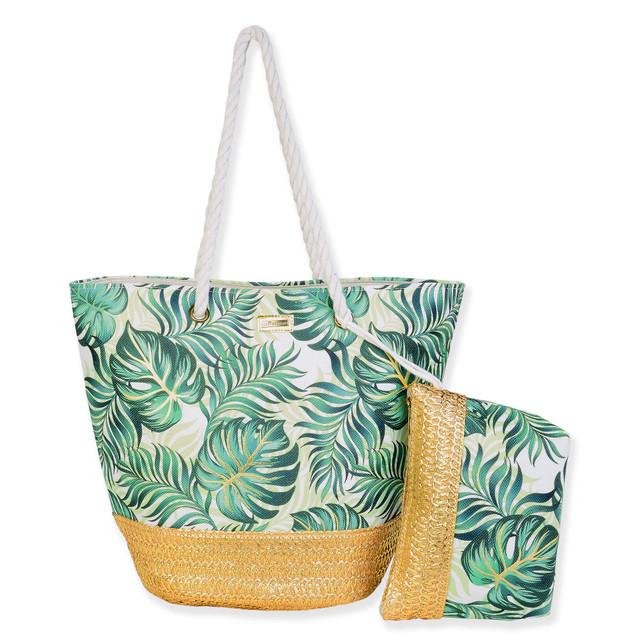 sun n sand Green Poly/Jute/Paper Straw Shoulder Tote | CJ8890 B