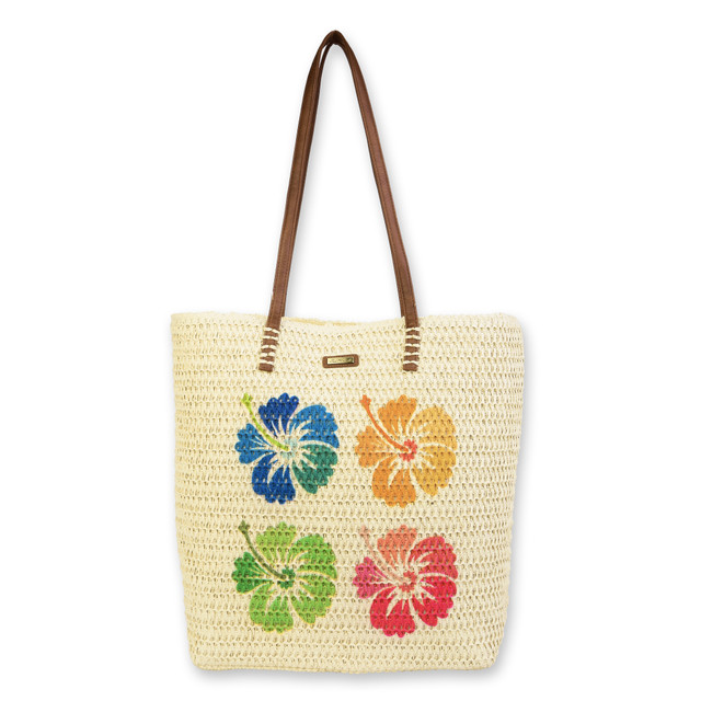 sun n sand Hibiscus Paper Straw Shoulder Tote | CE6614 B