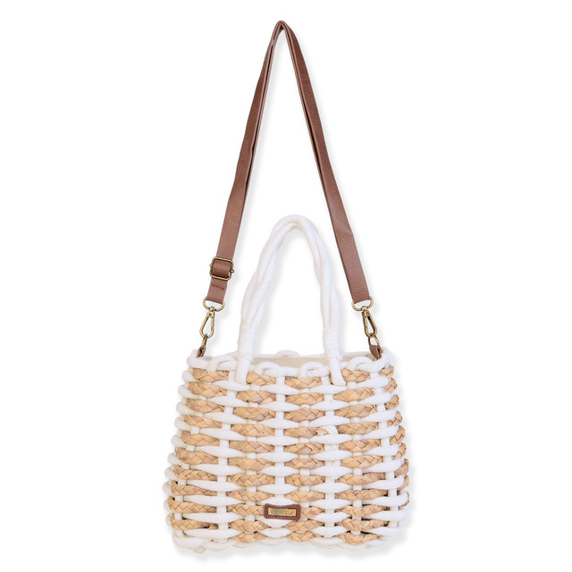 sun n sand Ivory Cotton Rope/Straw Crossbody | CE6717