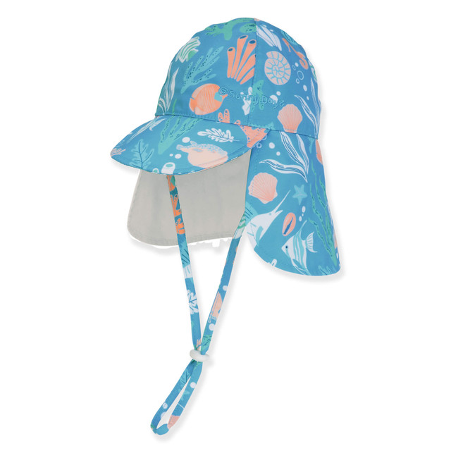 sun n sand Kid's Hats | Infant Boy | Sea Life Poly Cotton Cap w/Neck Guard Brim 2.25