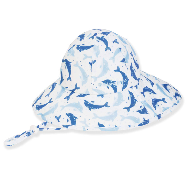 sun n sand Kid's Hats | Infant Girl | Dolphin Poly Cotton Tapered Floppy Brim 2.75