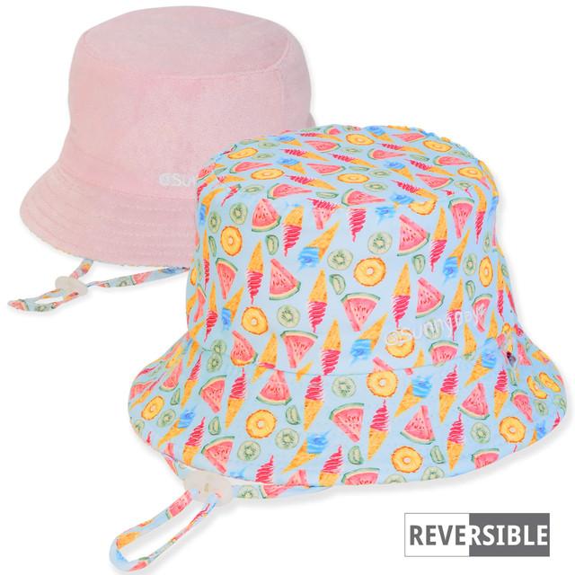 sun n sand Kid's Hats | Infant Girl | Fruit & Ice Cream Poly/Terry Bucket Brim 1.75