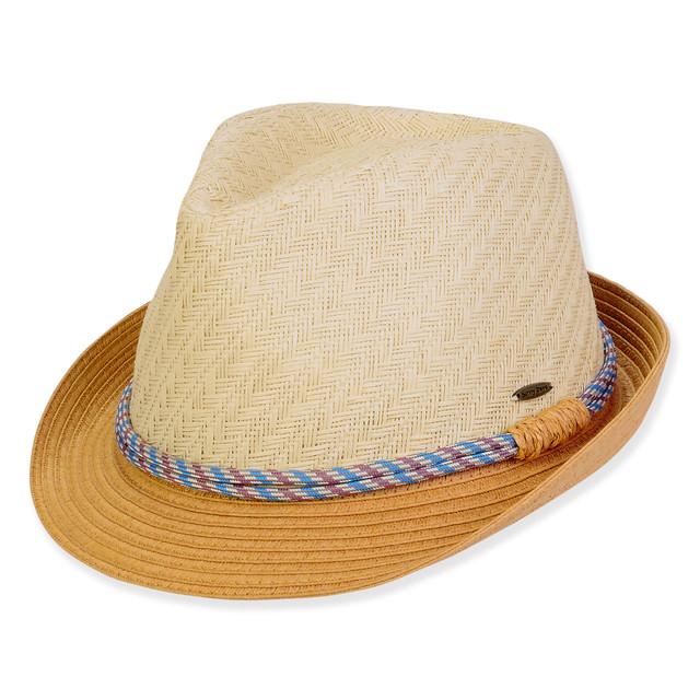 Sun N Sand Kid's Hats | Young Boy | Neutral Paper Straw Fedora Brim 1.5