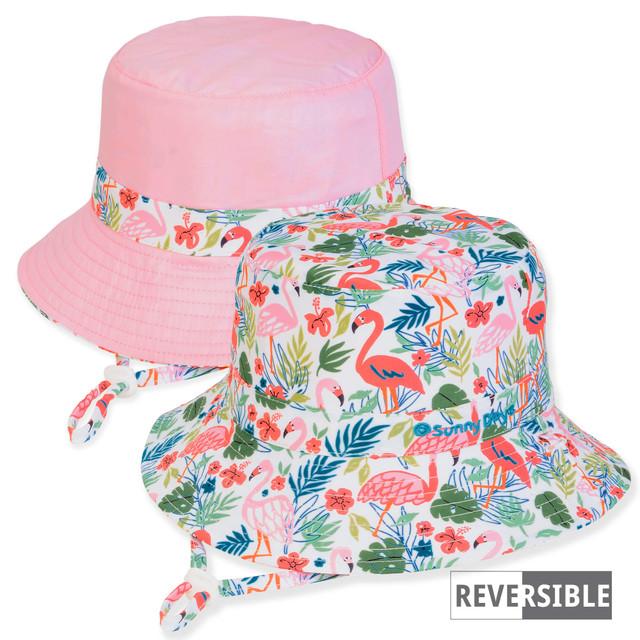 sun n sand Kid's Hats | Young Girl | Flamingo Poly/Cotton Bucket Brim 2