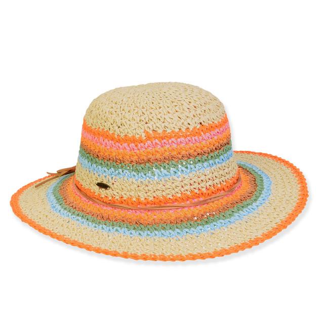 sun n sand Kid's Hats | Young Girl | Neutral Paper Crochet Floppy Brim 3