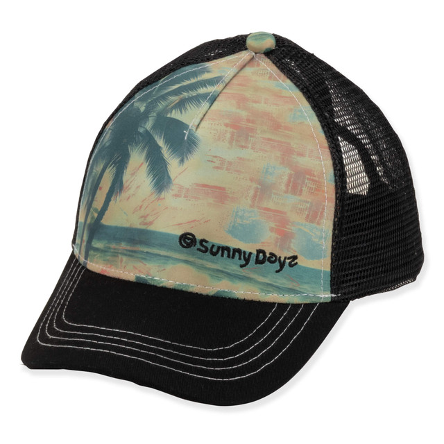 sun n sand Kids Young Boy Trucker Ball Cap | Adjustable Hook and Loop | UPF 50+ | Sunny Dayz | HK577