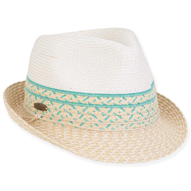 sun n sand Le Diamant | Women's Paper Braid Fedora Hat | HCJ380