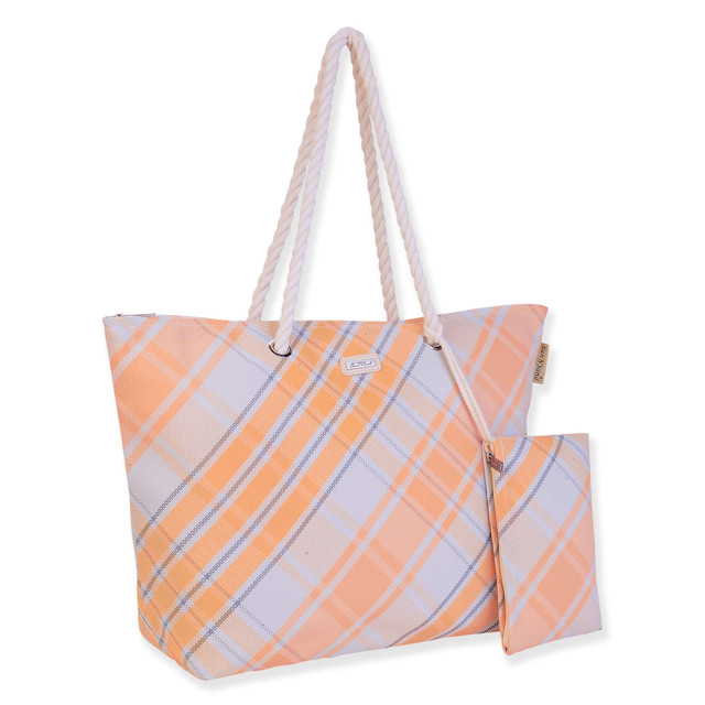 Sun N Sand Light Orange PP Straw Shoulder Tote | CE6660 B