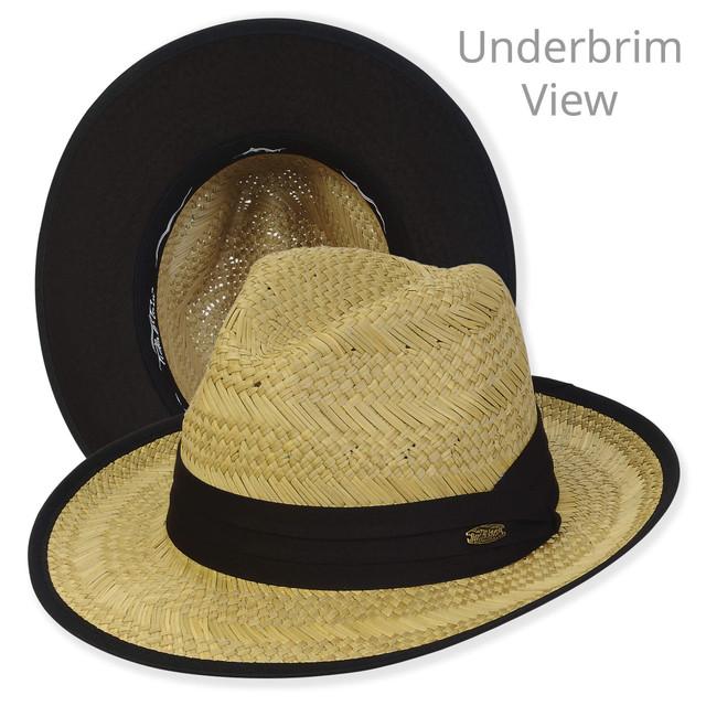 sun n sand Men's Hats | Black Rush Straw Fedora Brim 2.5