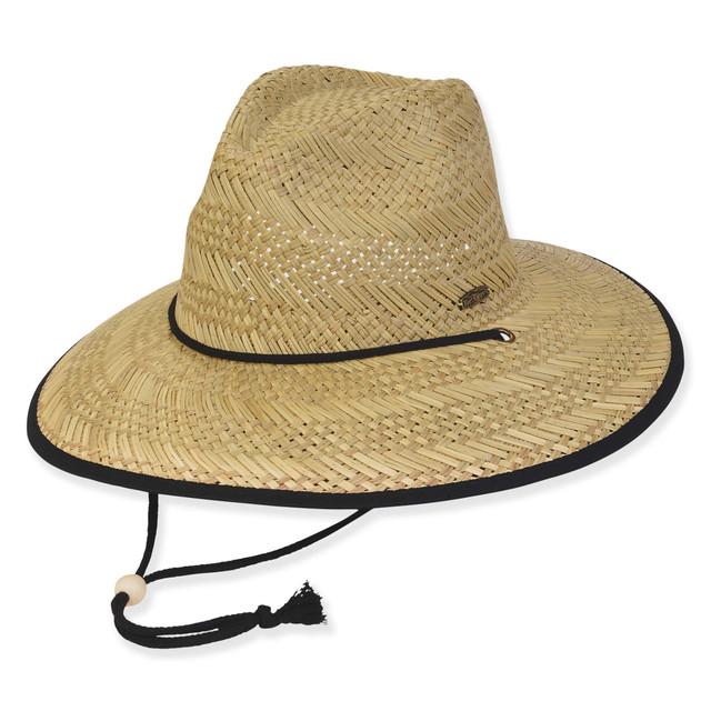 Sun N Sand Men's Hats | Black Rush Straw Lifeguard Brim 4