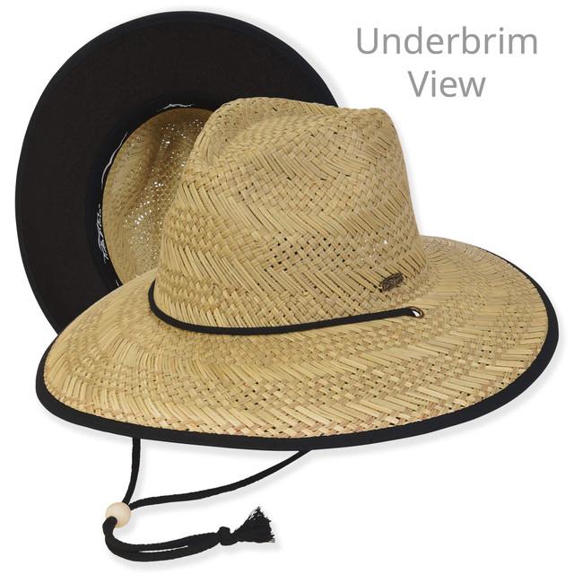 sun n sand Men's Hats | Black Rush Straw Lifeguard Brim 4