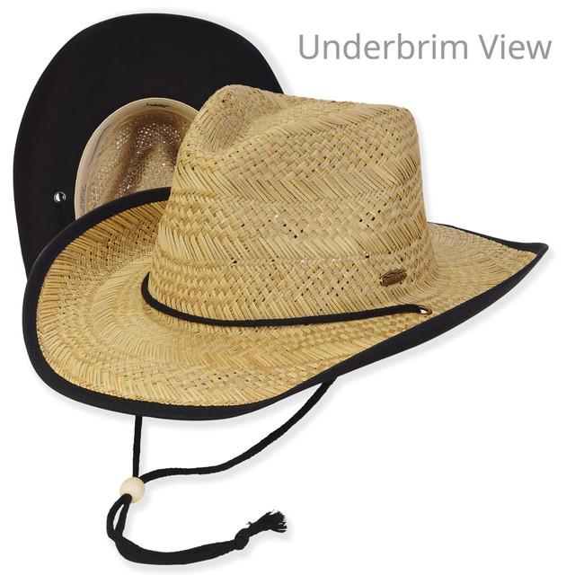 sun n sand Men's Hats | Black Rush Straw Western Brim 3.75