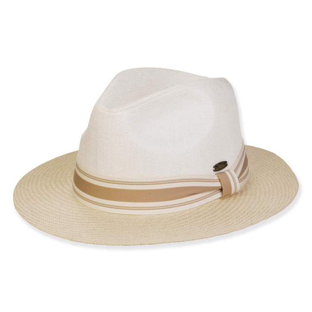 sun n sand Men's Hats | Ivory Paper Straw Safari Brim 2.75