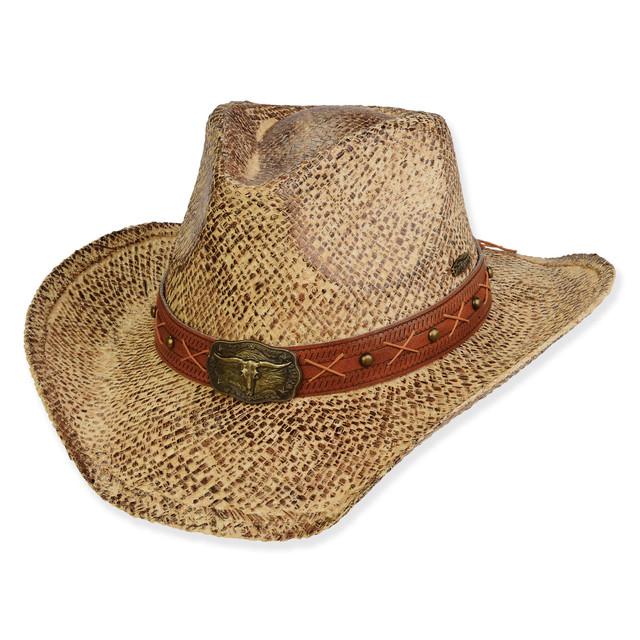 sun n sand Men's Hats | Neutral Raffia Western Brim 3.75