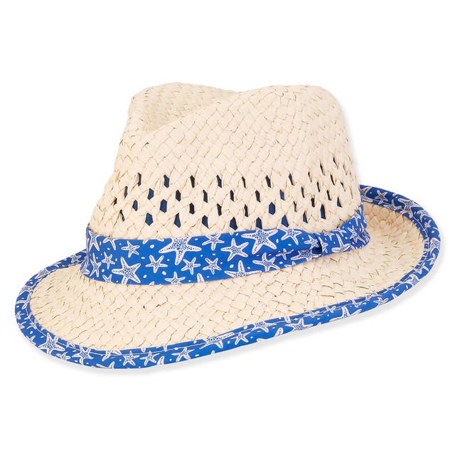 sun n sand Miles | Infant Boy Paper Straw Fedora Hat | HK485